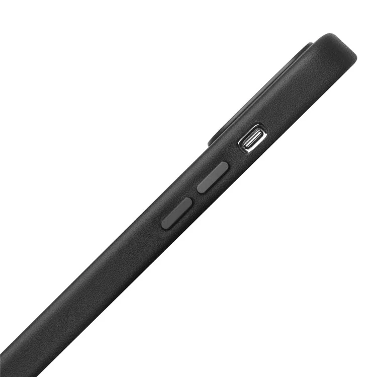 QIALINO Capa Protetora de Couro de Vaca Revestida Compatível com Carregamento MagSafe para iPhone 13 Pro Max 6.7 polegadas - Preto 