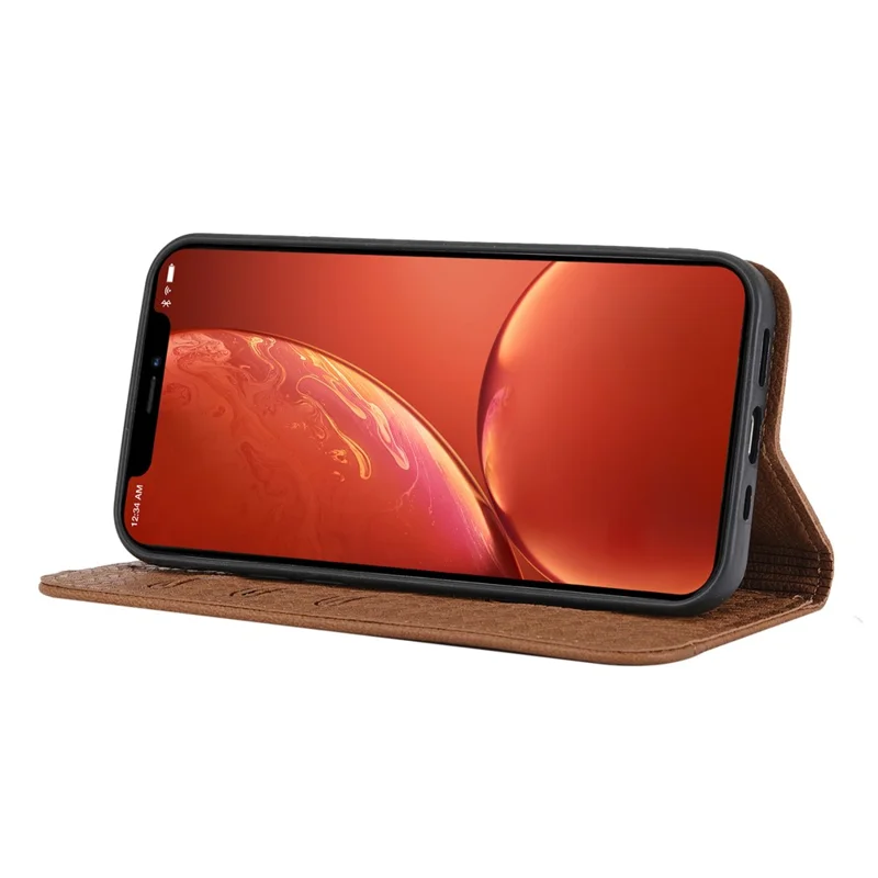 Woven Texture Wallet Stand Leather Case with Handy Strap for iPhone 12 / 12 Pro 6.1 inch - Brown