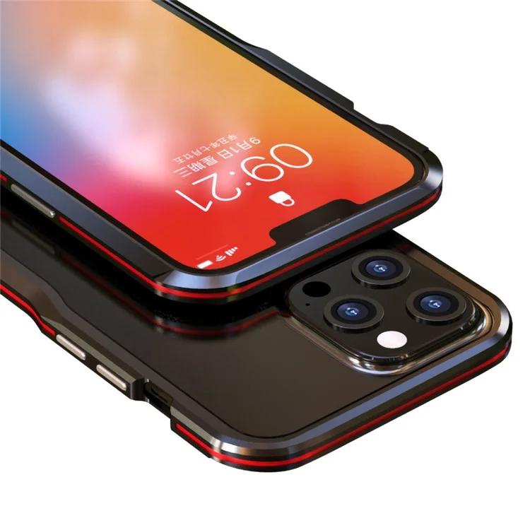 LUPHIE Schote Wirkliche Metal -rahmenpanzerung Stoßstange Hülle Für Iphone 13 Pro Max 6,7 Zoll - Schwarz Rot