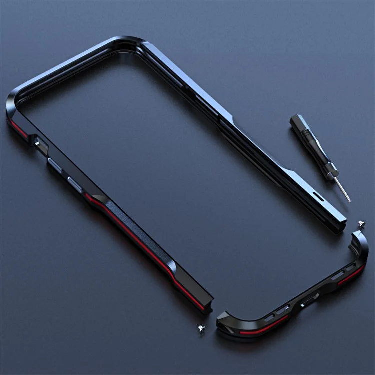 LUPHIE Shockproof Metal Frame Armor Bumper Case for iPhone 13 Pro Max 6.7 inch - Red