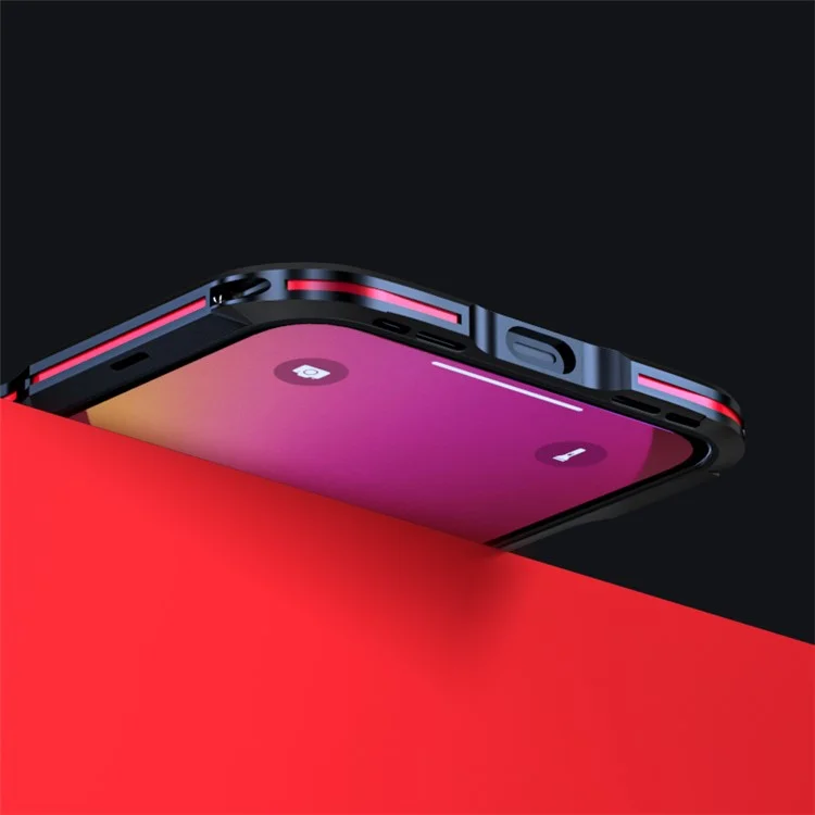 LUPHIE Slim Cool Design Raised Edge Protection Metal Bumper Case for iPhone 13 6.1 inch - Red