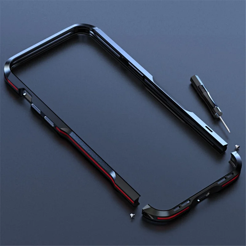 LUPHIE Slim Cool Design Raised Edge Protection Metal Bumper Case for iPhone 13 6.1 inch - Blue