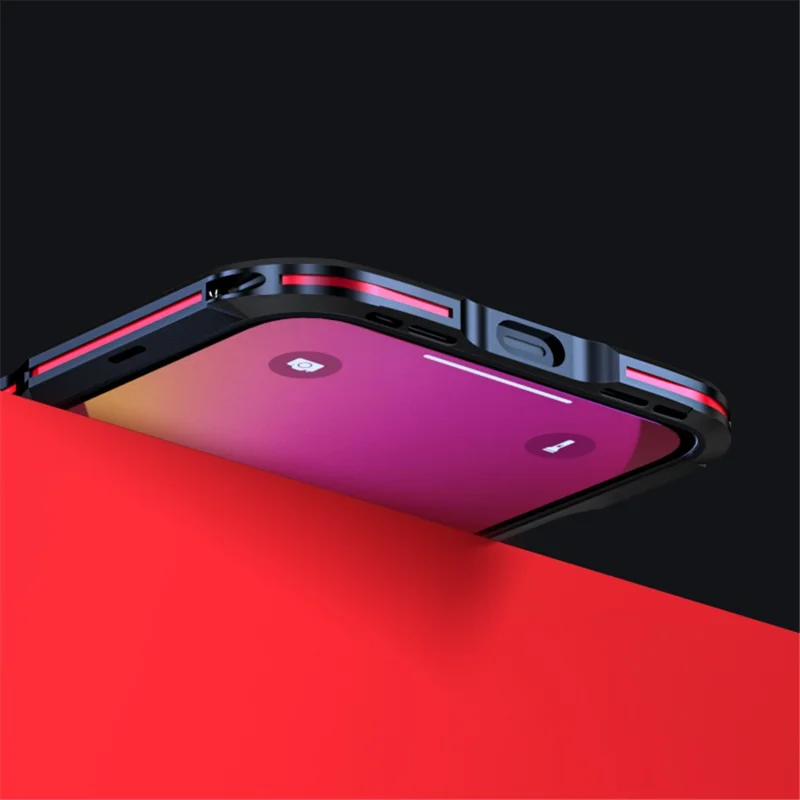 LUPHIE Slim Cool Design Raised Edge Protection Metal Bumper Case for iPhone 13 6.1 inch - Blue