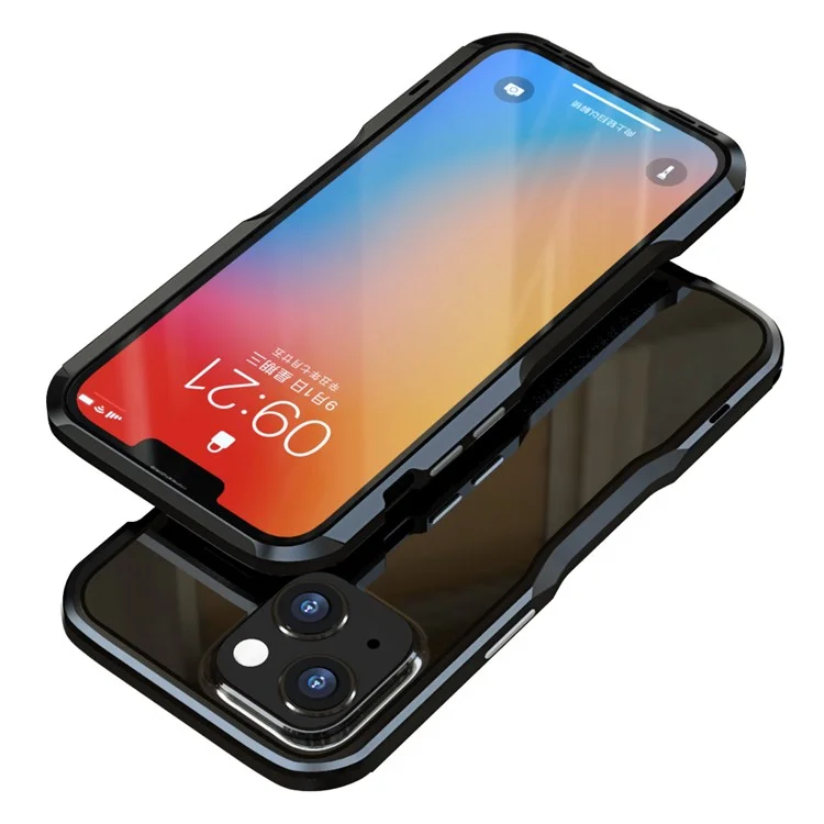 Copertura Del Paraurti Del Metallo Assorbente Dell Ammortizzatore Di Design Slim Design Di Luphie Per IPhone 13 Mini 5,4 Pollici - Nero