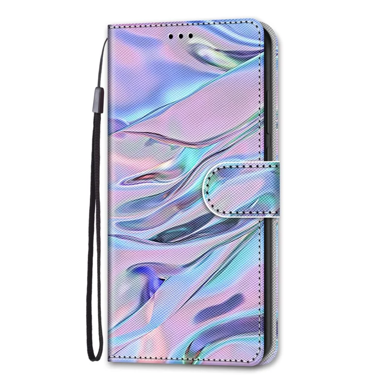 Pattern Printing PU Leather Stand Wallet Case Phone Cover for iPhone 13 6.1 inch - Fluorescent Watermark