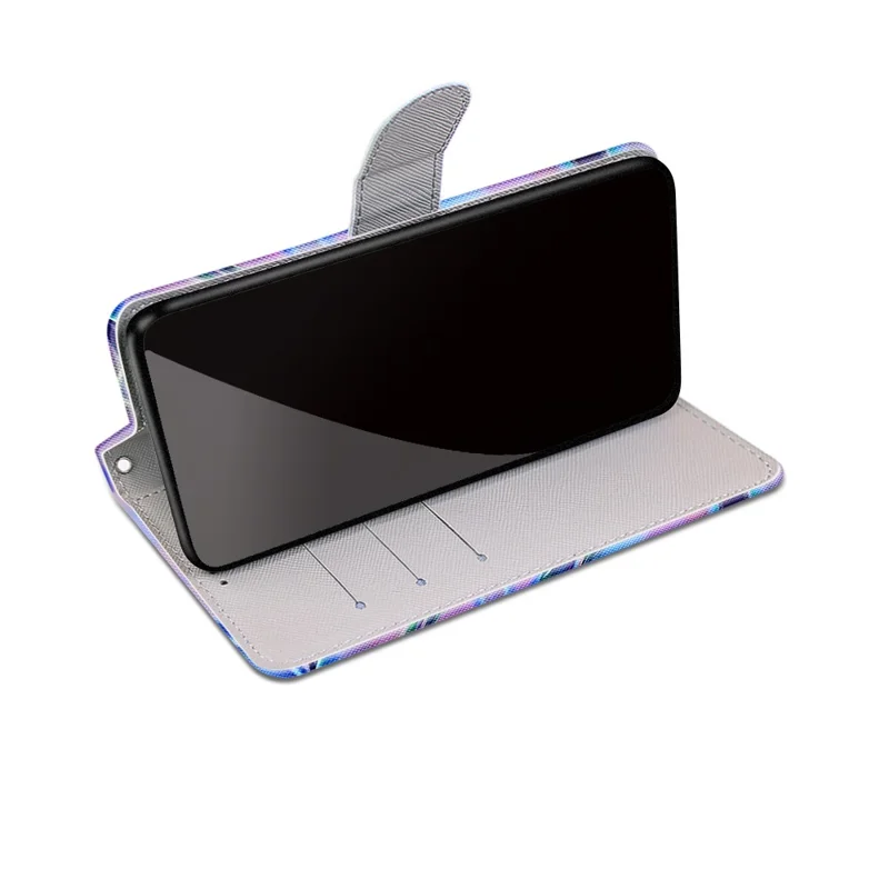 Pattern Printing PU Leather Stand Wallet Case Phone Cover for iPhone 13 6.1 inch - Fluorescent Watermark
