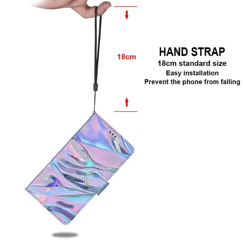 Pattern Printing PU Leather Stand Wallet Case Phone Cover for iPhone 13 6.1 inch - Fluorescent Watermark