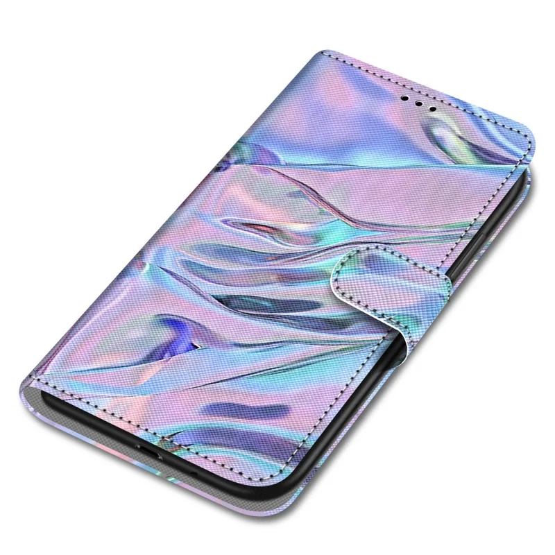 Pattern Printing PU Leather Stand Wallet Case Phone Cover for iPhone 13 6.1 inch - Fluorescent Watermark