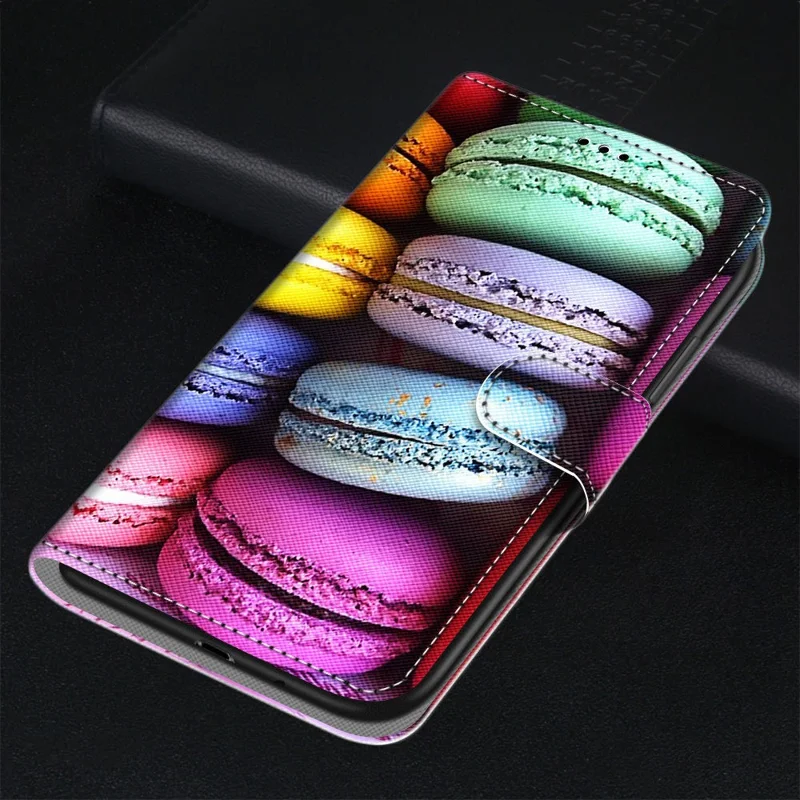 Unique Pattern Printing All-Inclusive Leather Cover Wallet Phone Case with Foldable Stand and Handy Strap for iPhone 13 Pro Max 6.7 inch - Macaron