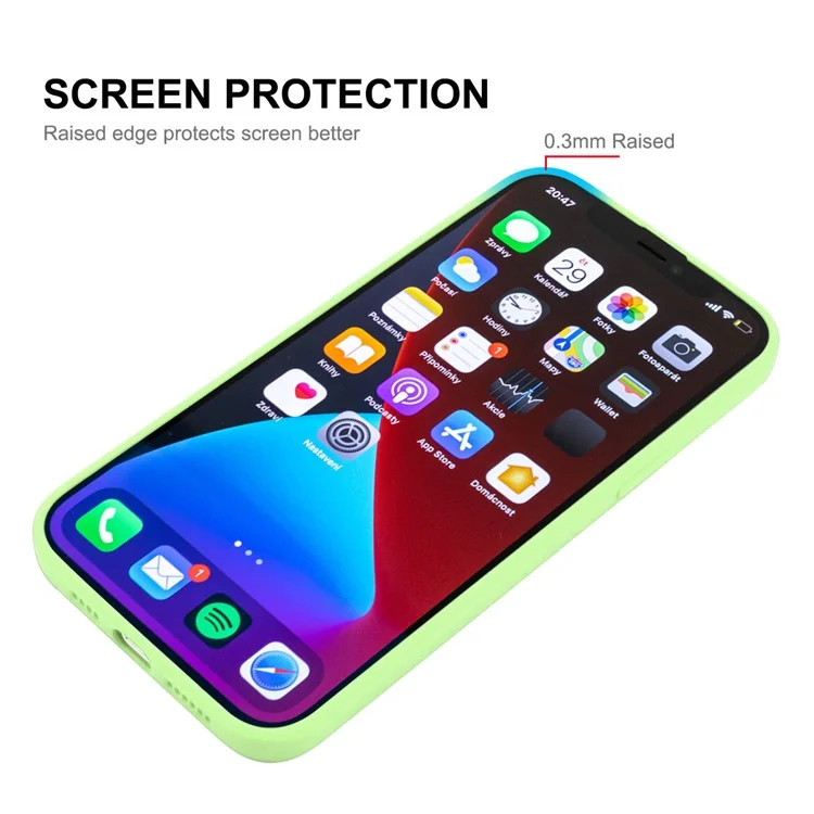 ENKAY HAT PRINCE Wear-Resistant Anti-Fall Solid Color Precise Hole Opening Liquid Silicone Phone Cover Case for iPhone 13 6.1 inch - Light Green