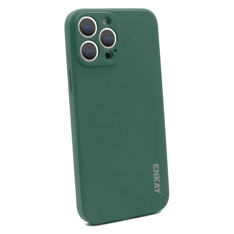 ENKAY HAT PRINCE Anti-Drop Shockproof Solid Color Precise Hole Opening Liquid Silicone Phone Cover Case for iPhone 13 Pro 6.1 inch - Dark Green
