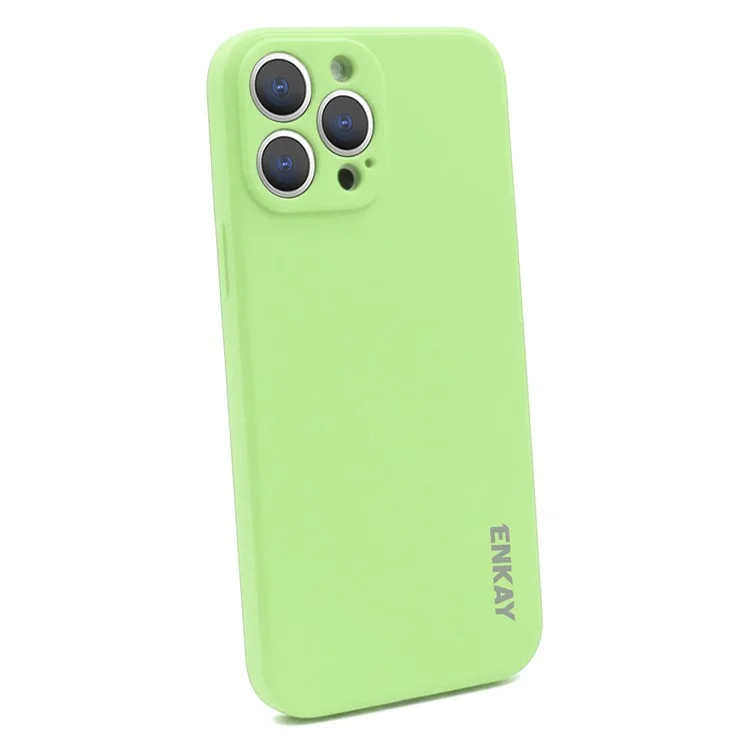 ENKAY HAT PRINCE Anti-Drop Shockproof Solid Color Precise Hole Opening Liquid Silicone Phone Cover Case for iPhone 13 Pro 6.1 inch - Light Green