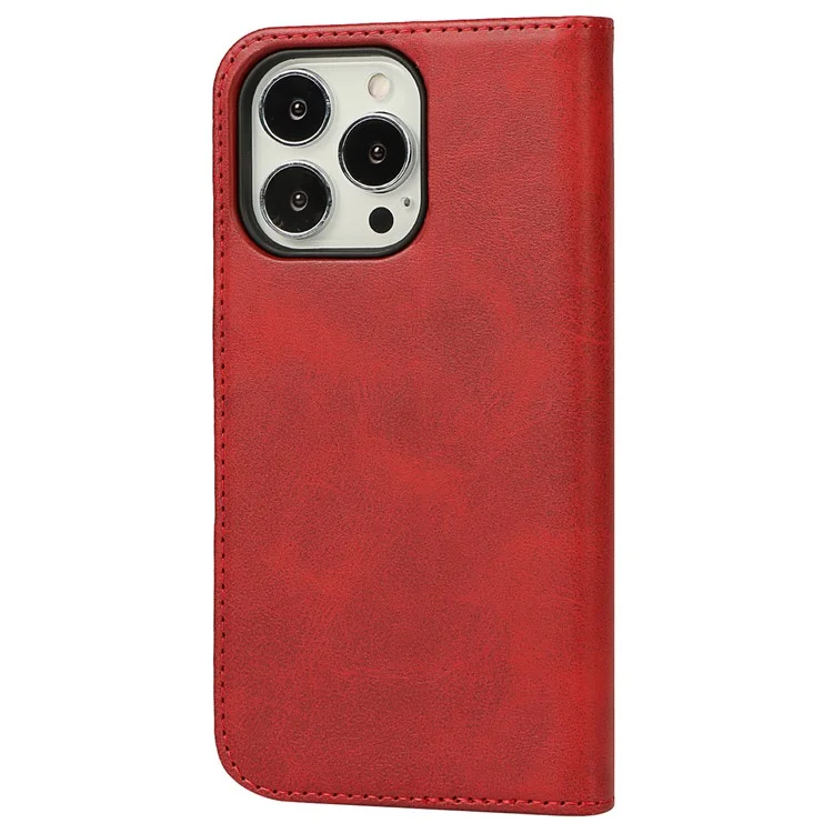 Stand Wallet Leather Phone Flip Case Protective Cover for iPhone 13 Pro 6.1 inch - Red