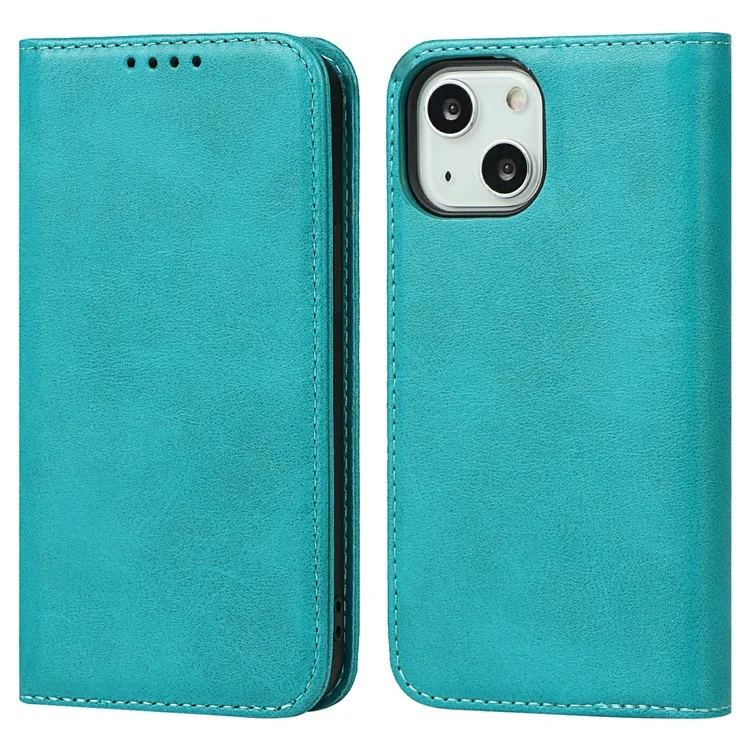 Super Magnet Closure Anti-Scratch Wallet Design Leather Stand Case for iPhone 13 6.1 inch - Sky Blue