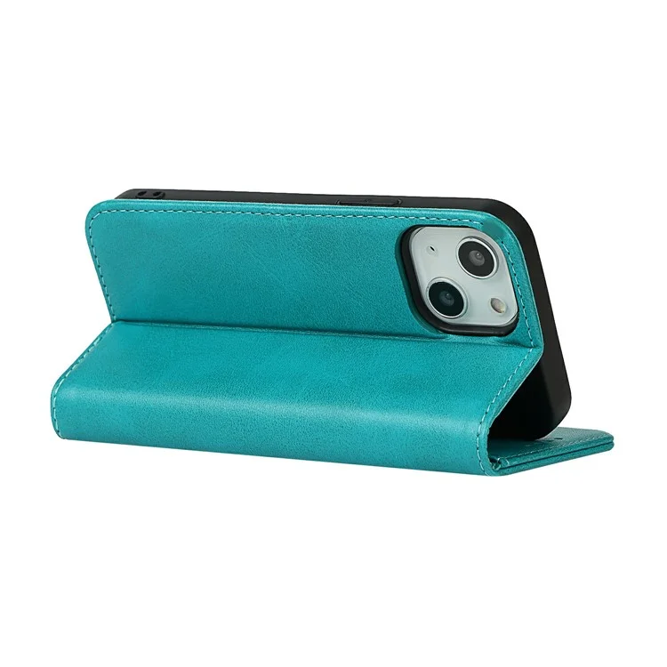 Super Magnet Closure Anti-Scratch Wallet Design Leather Stand Case for iPhone 13 6.1 inch - Sky Blue