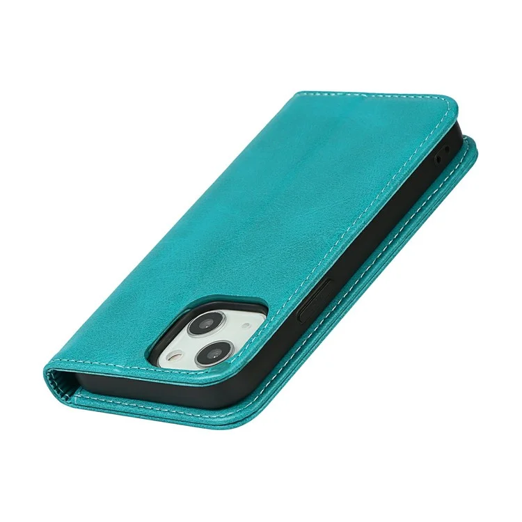 Super Magnet Closure Anti-Scratch Wallet Design Leather Stand Case for iPhone 13 6.1 inch - Sky Blue