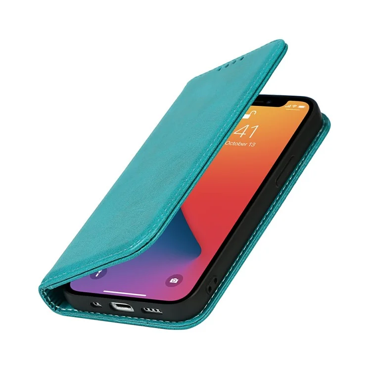 Super Magnet Closure Anti-Scratch Wallet Design Leather Stand Case for iPhone 13 6.1 inch - Sky Blue