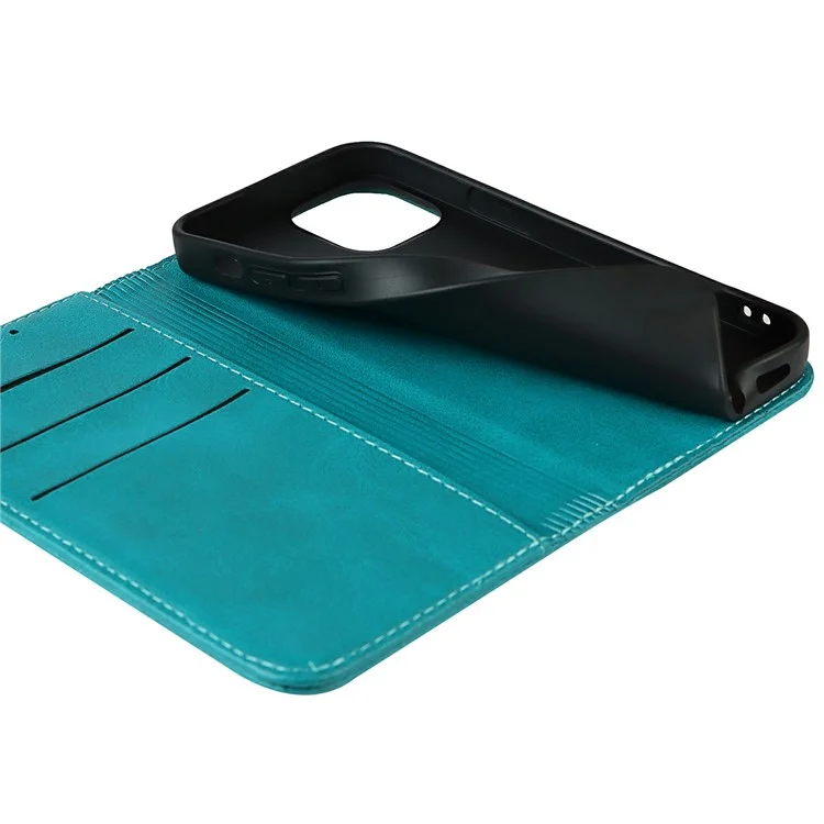 Super Magnet Closure Anti-Scratch Wallet Design Leather Stand Case for iPhone 13 6.1 inch - Sky Blue