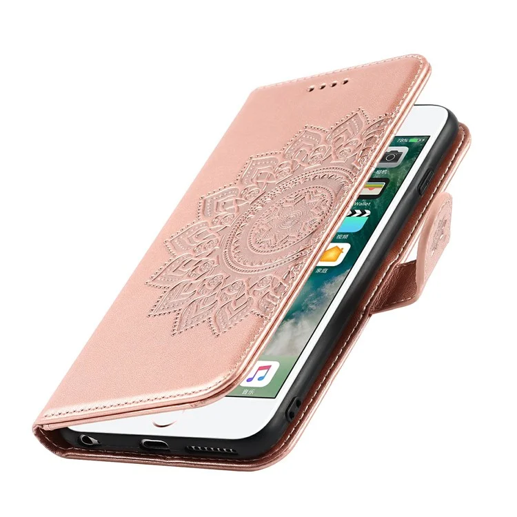 Anti-kollision R61 Textur Gefärbte Naht-leder-muster-sprudel-brieftasche Mobile Cover Shell Für Iphone SE (2022)/SE (2020)/8/7 - Roségold