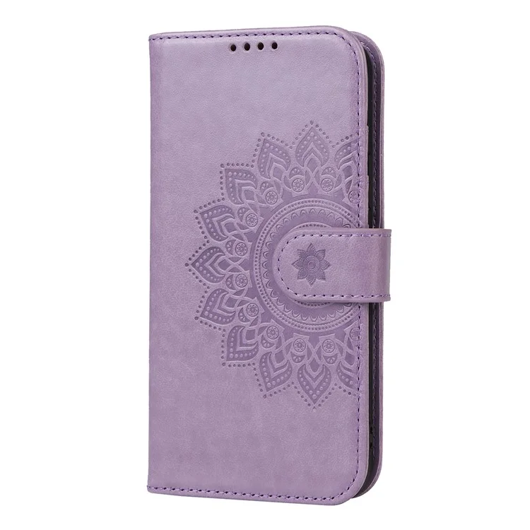 R61 Textur Felled Naht Design Muster Prägen PU Leder Brieftasche Mobile Cover Shell Für Iphone 12 Pro Max 6,7 Zoll - Violett