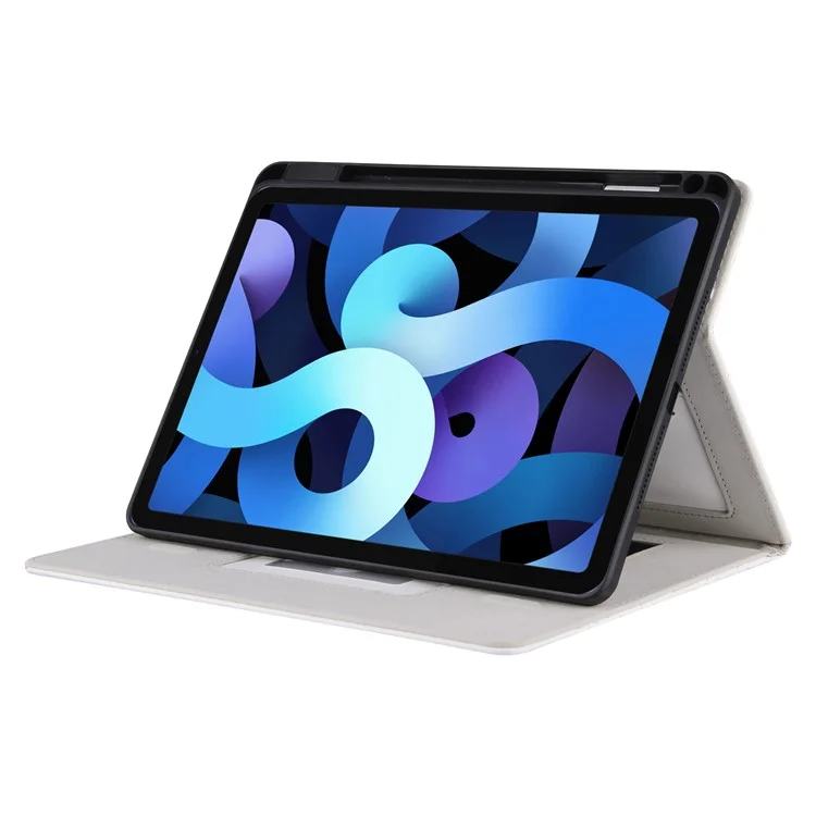 Grilles de broderie avec support en cuir de qualité pour portefeuille couverture de tablette pour iPad 10.2 (2021)/(2020)/(2019)/Pro 10.5 pouces (2017)/Air 10.5 pouces (2019) - Blanc