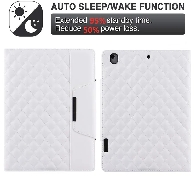 Grilles de broderie avec support en cuir de qualité pour portefeuille couverture de tablette pour iPad 10.2 (2021)/(2020)/(2019)/Pro 10.5 pouces (2017)/Air 10.5 pouces (2019) - Blanc