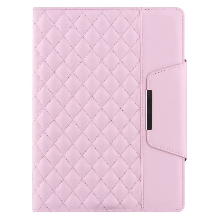 Embroidery Grids with Quality Hardware Leather Stand Wallet Tablet Cover for iPad 10.2 (2021)/(2020)/(2019)/Pro 10.5-inch (2017)/Air 10.5 inch (2019) - Pink