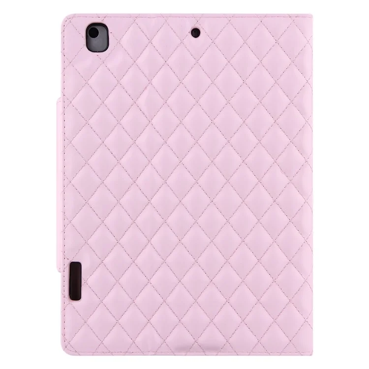 Embroidery Grids with Quality Hardware Leather Stand Wallet Tablet Cover for iPad 10.2 (2021)/(2020)/(2019)/Pro 10.5-inch (2017)/Air 10.5 inch (2019) - Pink