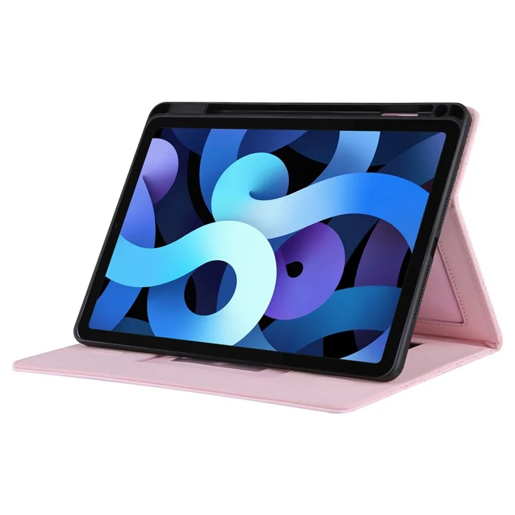 Grades de bordado com suporte de carteira de couro de qualidade para tablet iPad 10.2 (2021)/(2020)/(2019)/Pro 10.5 polegadas (2017)/Air 10.5 polegadas (2019) - Rosa