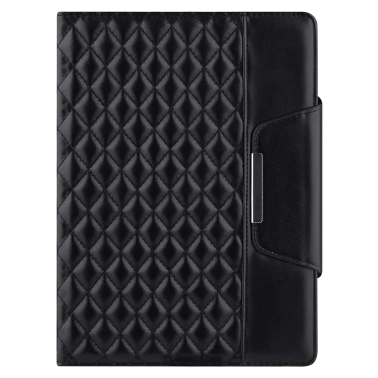 Scratch-Resistant Microfiber Lining Embroidery Grids Leather Stand Wallet Tablet Cover for iPad Pro 11 (2022) /  (2021) / (2020) / (2018) / Air (2020) / Air (2022) - Black