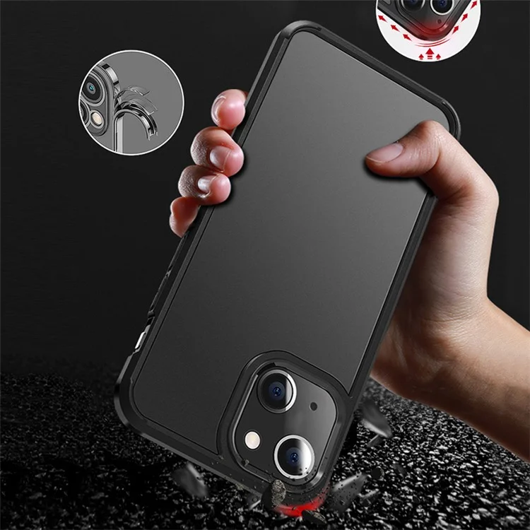 X-level Langleichter Licht Anti-kollision PC + TPU Schockfeste Antioxidans Rückdecke Für Iphone 13 6,1 Zoll - Schwarz