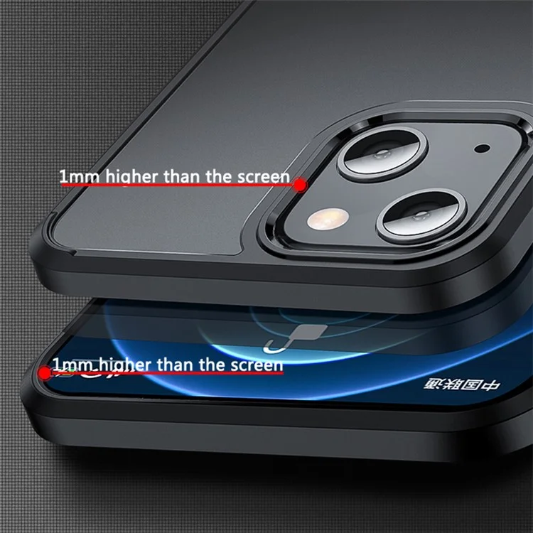 X-level Langleichter Licht Anti-kollision PC + TPU Schockfeste Antioxidans Rückdecke Für Iphone 13 6,1 Zoll - Schwarz