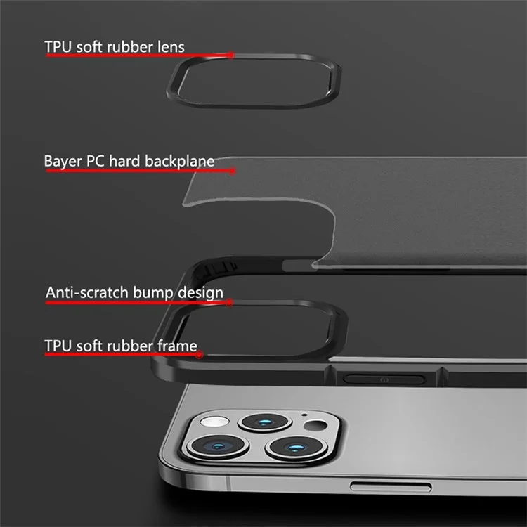 X-level Langleichter Licht Anti-kollision PC + TPU Schockfeste Antioxidans Rückdecke Für Iphone 13 6,1 Zoll - Schwarz