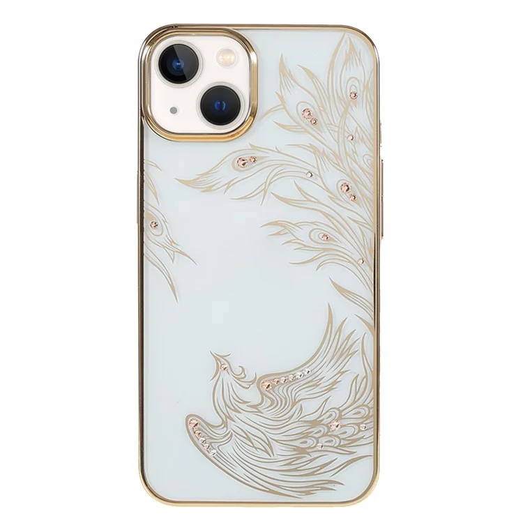 KINGXBAR Phoenix Nirvana Series Clear Electroplating PC Protective Case with Bling Rhinestone for iPhone 13 6.1 inch - Soar Up