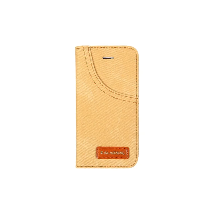 KLD Funwear A Series for iPhone SE/5s/5 Stylish Denim Leather Card Slot Case - Khaki