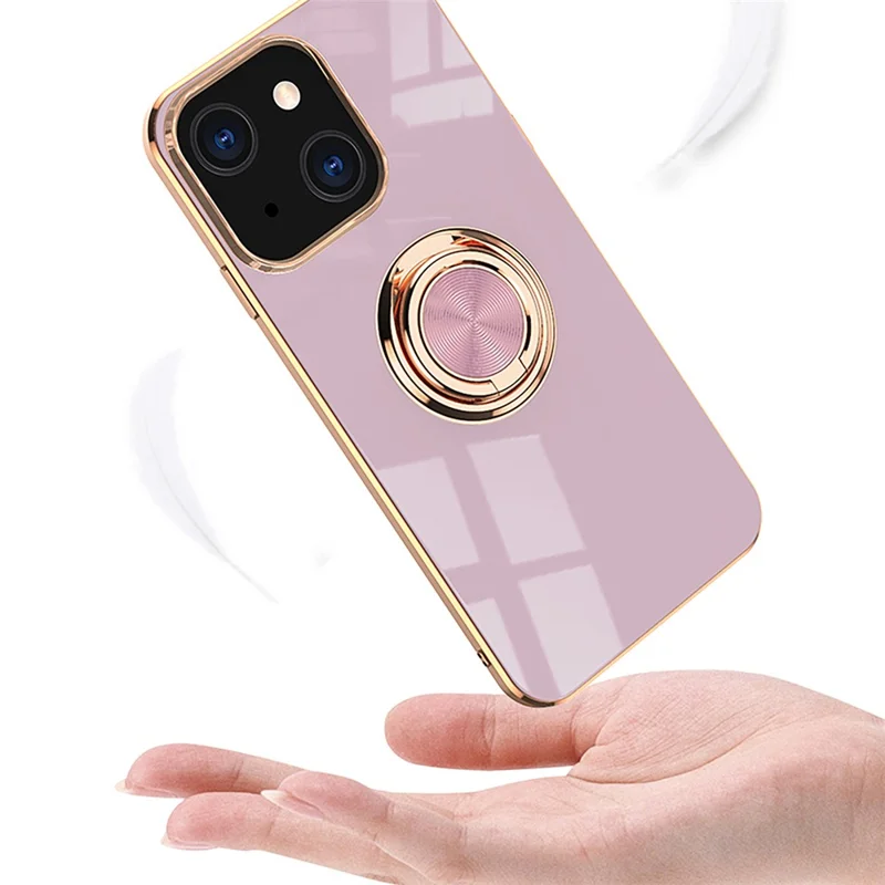 Mirror Surface Electroplating TPU Phone Case Cover with Kickstand for iPhone 13 6.1 inch - White