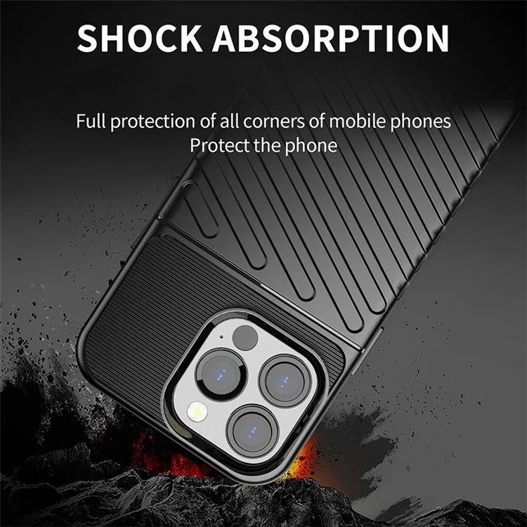 Thunder-Serie Twill-Textur-Soft-TPU-Anti-Drop-Handyhülle für iPhone 13 Pro 6.1 Zoll - Schwarz