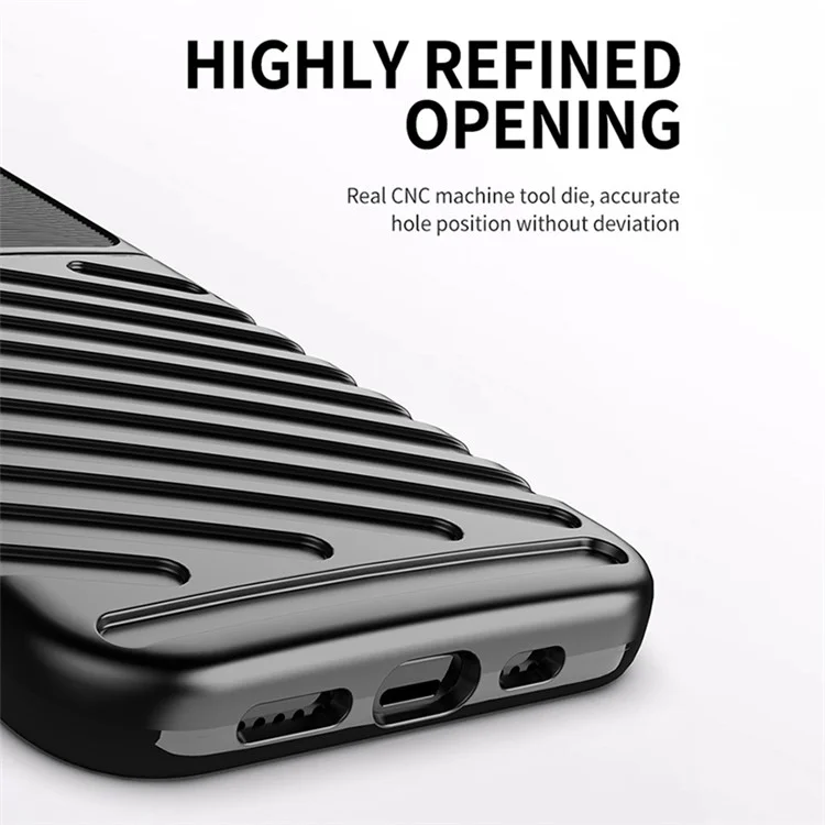 Thunder-Serie Twill-Textur-Soft-TPU-Anti-Drop-Handyhülle für iPhone 13 Pro 6.1 Zoll - Schwarz