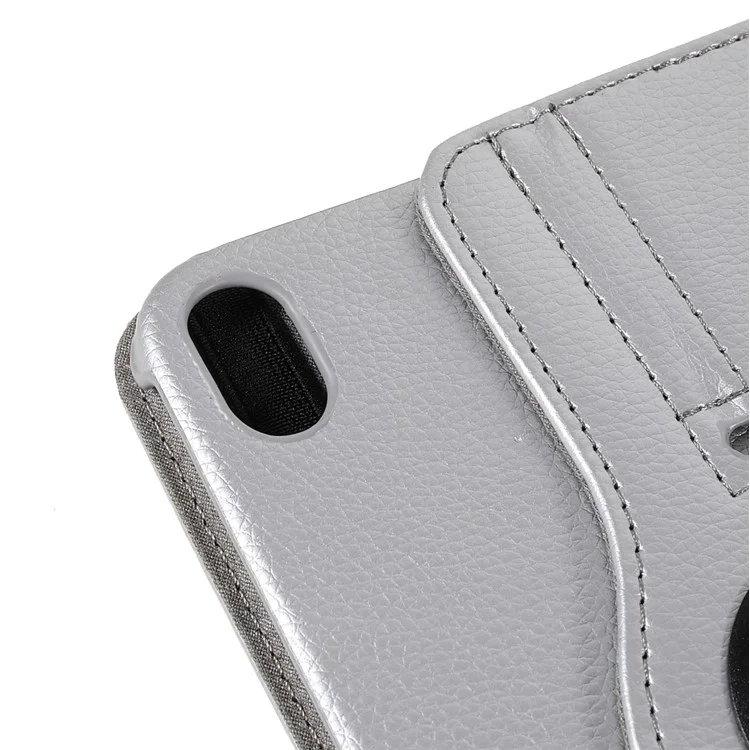 Supporto Girevole A 360 Gradi Litchi Texture In Pelle Case Protettiva Resistente Agli Urti Resistente Agli Urti Per IPad Mini 6 (2021) - D'argento