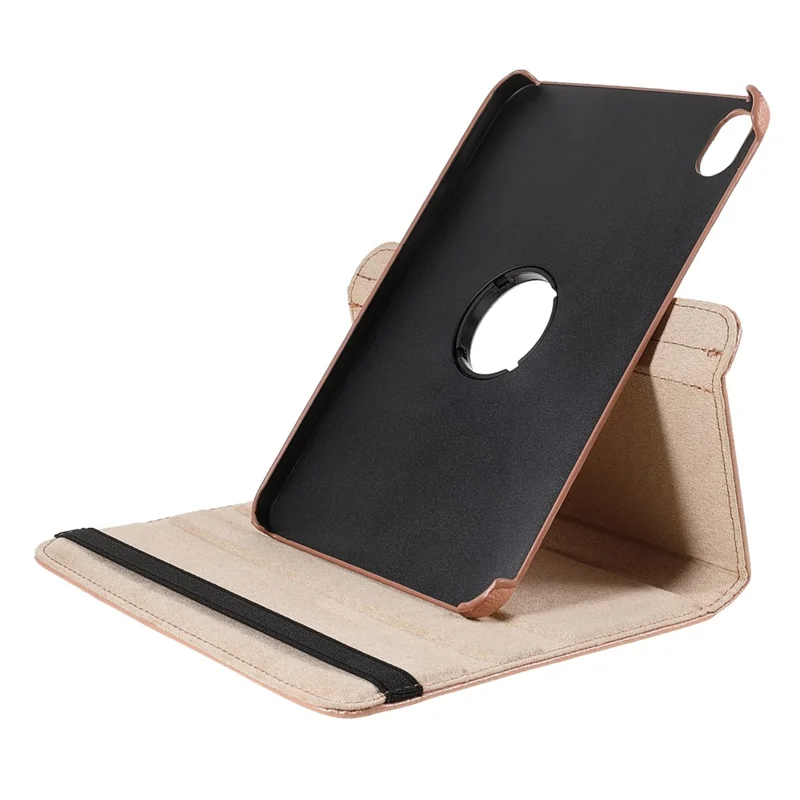 Funda de cuero textura de litchi con soporte giratorio de 360 grados para iPad mini (2024) / mini (2021) - Dorado rosa