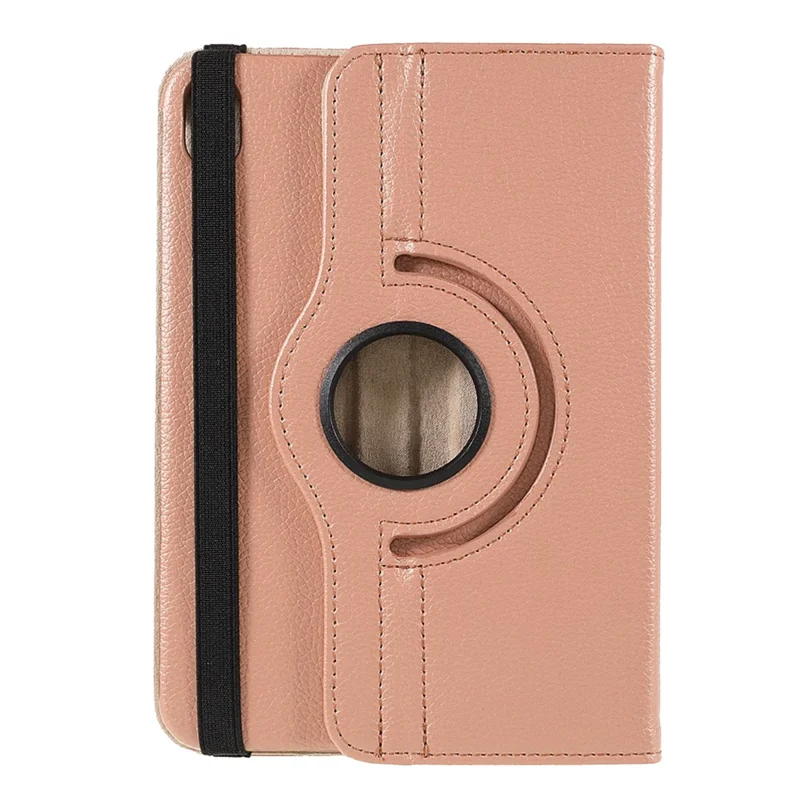 Funda de cuero textura de litchi con soporte giratorio de 360 grados para iPad mini (2024) / mini (2021) - Dorado rosa