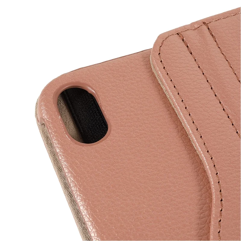 Funda de cuero textura de litchi con soporte giratorio de 360 grados para iPad mini (2024) / mini (2021) - Dorado rosa