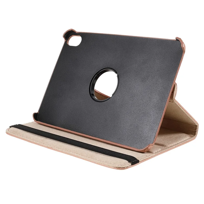 Funda de cuero textura de litchi con soporte giratorio de 360 grados para iPad mini (2024) / mini (2021) - Dorado rosa