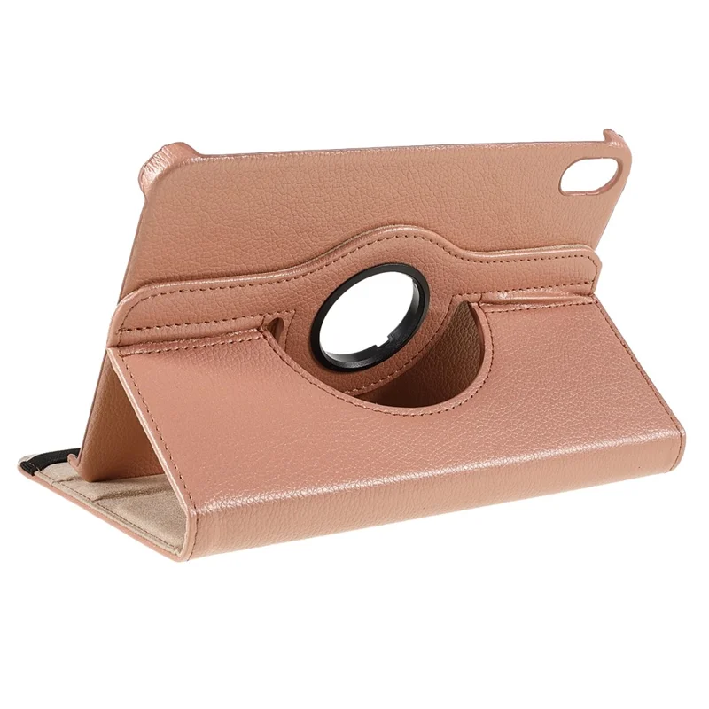 Funda de cuero textura de litchi con soporte giratorio de 360 grados para iPad mini (2024) / mini (2021) - Dorado rosa