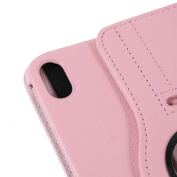Étui de protection rotatif à 360 degrés en cuir texture Litchi, résistant aux chocs, pour iPad mini (2024) / mini (2021) - Rose