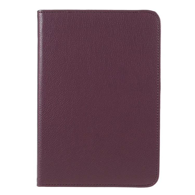 360 Degree Swiveling Stand Litchi Texture Leather Shock-Resistant Protective Tablet Case Cover for iPad mini 6 (2021) - Purple