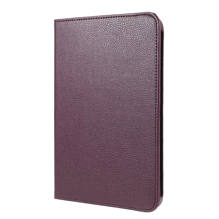 360 Degree Swiveling Stand Litchi Texture Leather Tablet Case Cover for iPad mini (2024) / mini (2021) - Purple