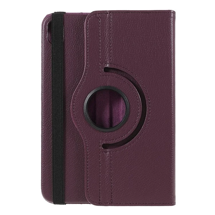 360 Degree Swiveling Stand Litchi Texture Leather Shock-Resistant Protective Tablet Case Cover for iPad mini 6 (2021) - Purple