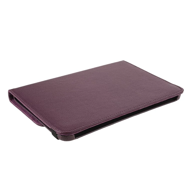 360 Degree Swiveling Stand Litchi Texture Leather Shock-Resistant Protective Tablet Case Cover for iPad mini 6 (2021) - Purple