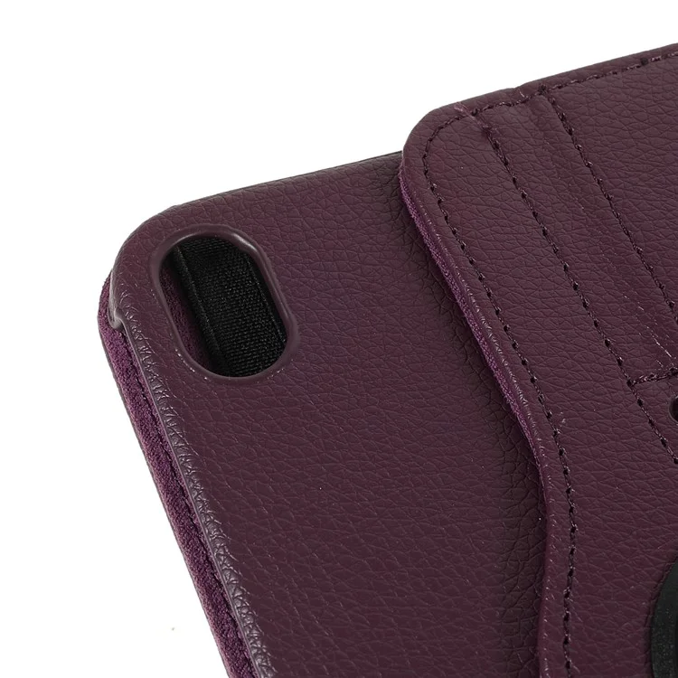 360 Degree Swiveling Stand Litchi Texture Leather Shock-Resistant Protective Tablet Case Cover for iPad mini 6 (2021) - Purple